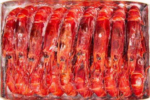 Εκτύπωση καμβά A box of 800 grams of delicious frozen scarlet shrimp with its characteristic de