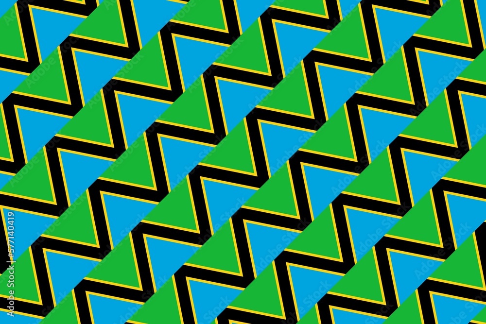 Geometric pattern in the colors of the national flag of Tanzania. The colors of Tanzania. Geometric pattern in the colors of the national flag of Tanzania. The colors of Tanzania.