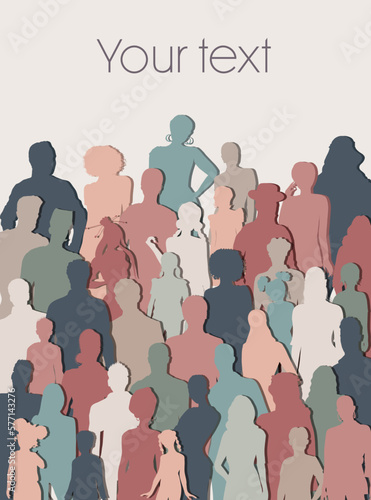 People diversity group silhouette. Crowd of people diverse culture. Women men teenager children boys girls senior. Racial equality - inclusive - inclusion.Multicultural society.Mixed race