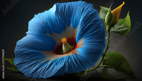 Realistic Blue Morning Glory Flower Using Generative AI. photo