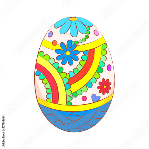 Cute cartoon vector easter egg decorated with ornament for easter design. Happy easter