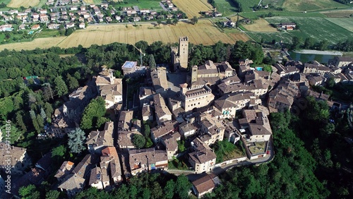 Aerial view of Castell'Arquato village: Castell'Arquato, Piacenza, Italy photo