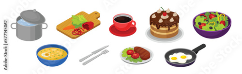 Food and Products from Kitchen Isometric Vector Set