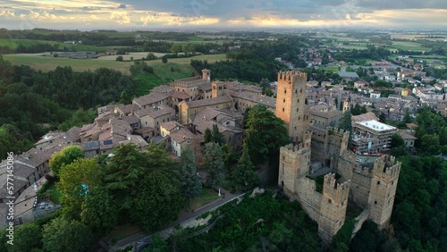 Aerial view of Castell'Arquato village: Castell'Arquato, Piacenza, Italy photo