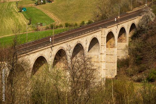 The Altenbeken Viaduct is a 482 meters long and up to 35 meters high double track limestone railway viaduct. It spans the Beke valley, west of the town of Altenbeken, Teutoburg Forest, Germany. 