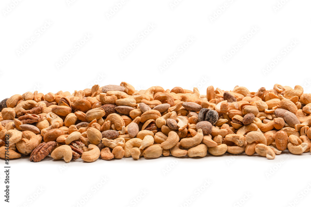 A group of almonds, pistachios, walnuts, macadamia, cashews. A group of almonds, pistachios, walnuts, macadamia, cashews.