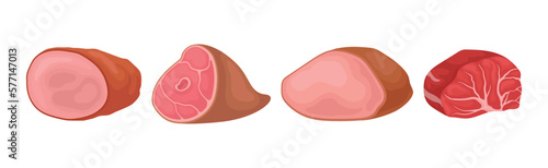Different Meat Product with Beef and Chicken Cuts Vector Set