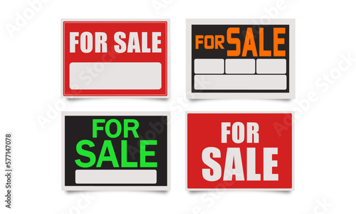 For Sale Signs on Transparent Background
