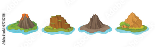 Mountains and Heap Peak as Nature Outdoor Landscape Vector Set