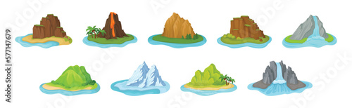 Mountains and Heap Peak as Nature Outdoor Landscape Vector Set