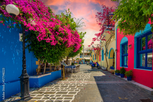 Fototapeta Naklejka Na Ścianę i Meble -  Beautiful street view in Kos Island. Kos Island is populer tourist destination in Greece.