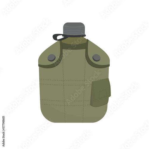 Military flask icon. Vector illustration isolated on white background. Drinking flask for soldiers and officers, camping element. Army, equipment concept