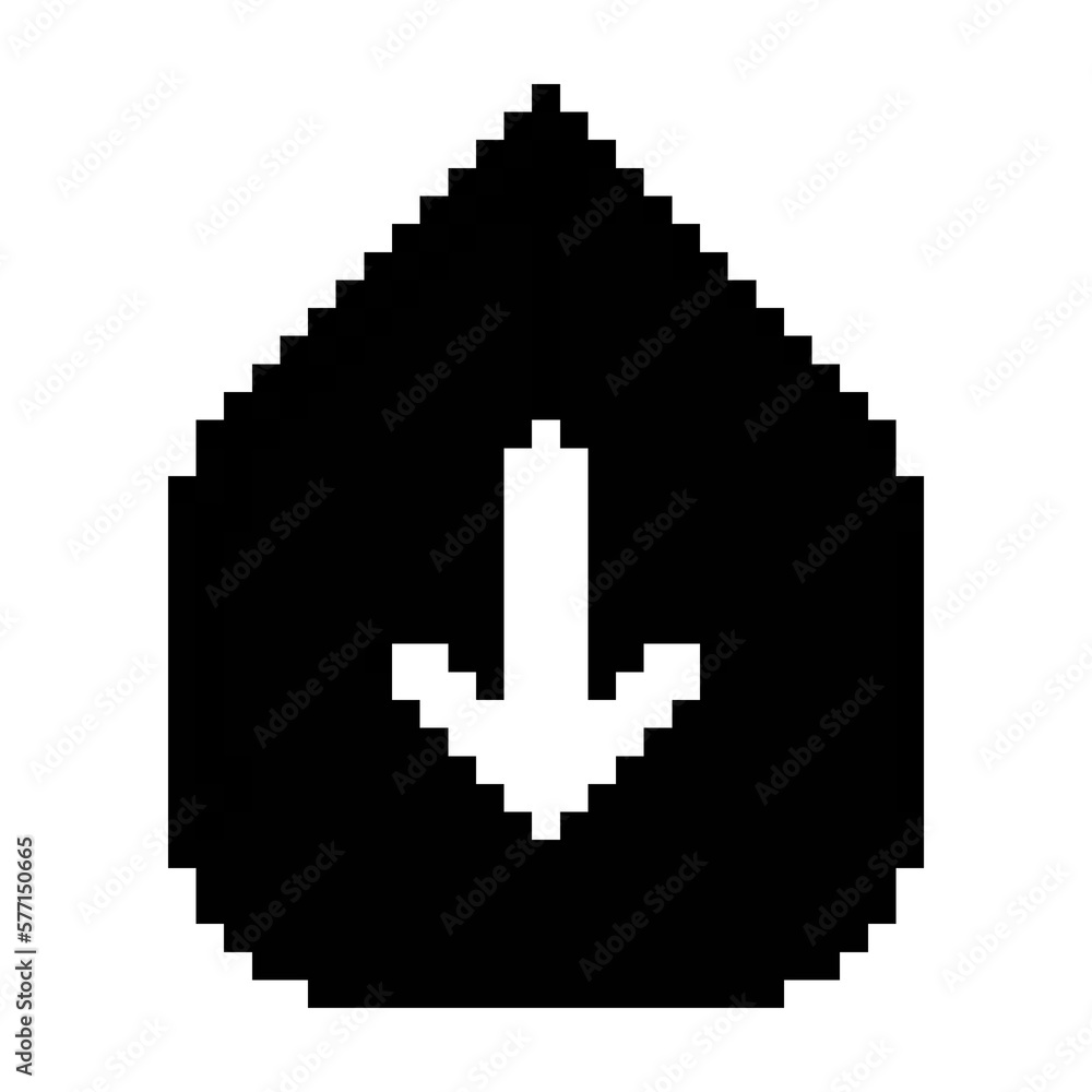 Direction down button joystick icon black-white vector pixel art icon Direction down button joystick icon black-white vector pixel art icon
