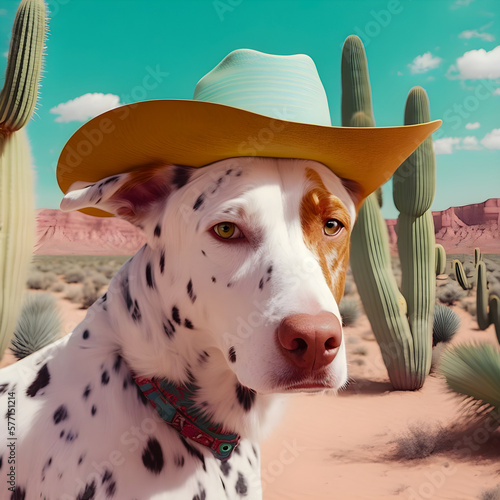 Vinatge Dog portrait in western filmy style, Generative AI
