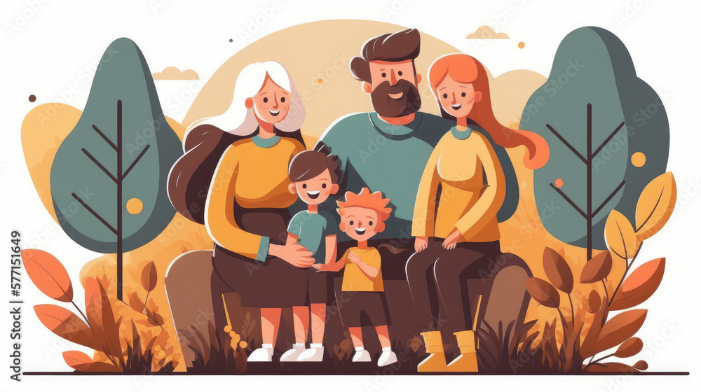 Fototapeta premium Portrait of the family having fun and creating memories. Generative AI