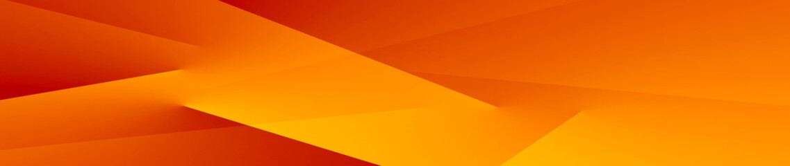 Yellow orange red brown abstract background for design. Geometric shapes. Triangles, squares, stripes, lines. Color gradient. Modern, futuristic. Bright. Web banner. Wide. Panoramic. 