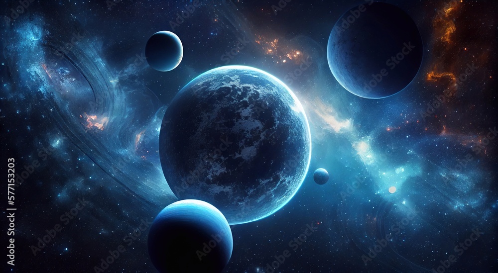 Background of the universe with many stars and planets. Generative AI. Background of the universe with many stars and planets. Generative AI.