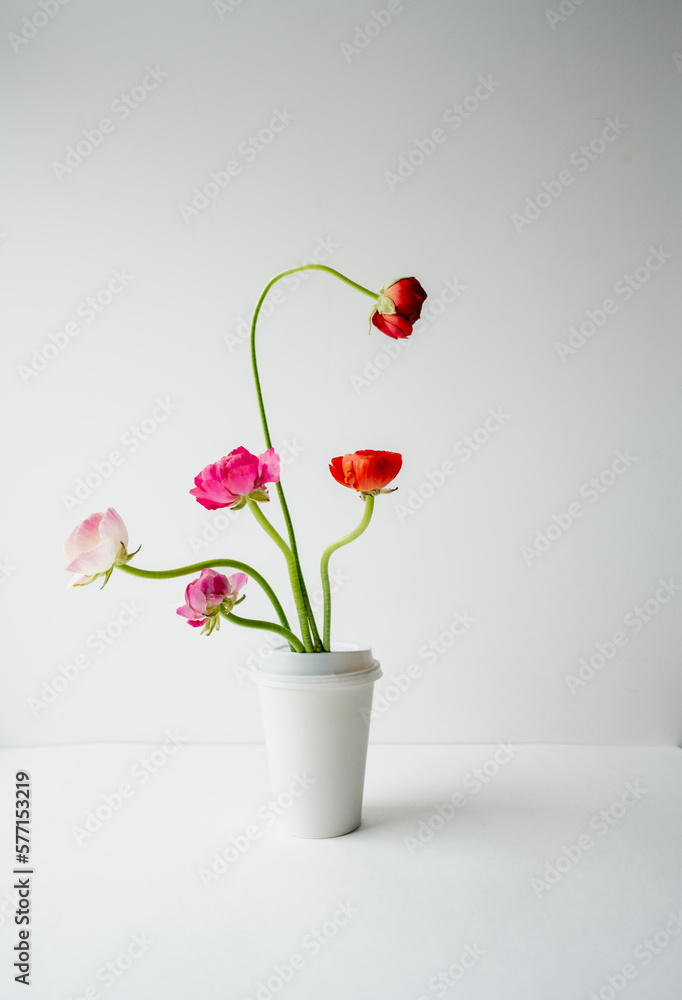 Flowers in coffee cup background Flowers in coffee cup background