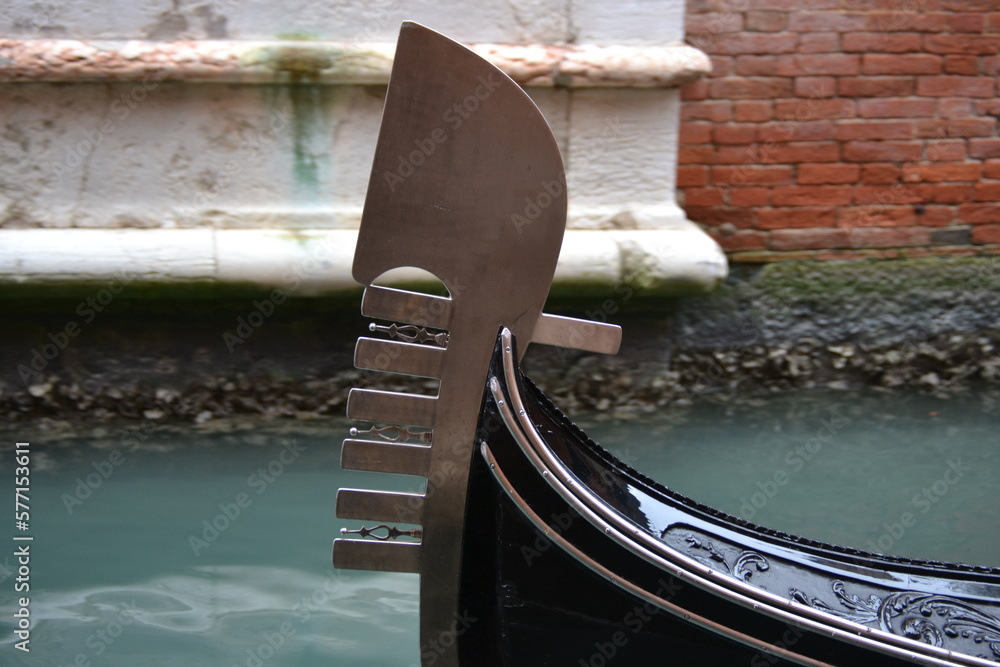Landmark Venice gondola at the bow of each gondola