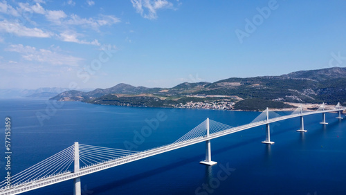 aerial shot from the Pelješki Most 
Brijesta resort