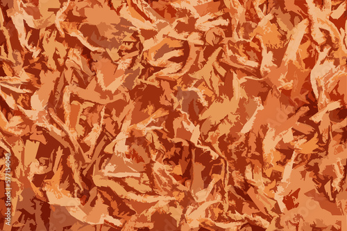 Realistic illustration of dried carrot background. Organic Dehydrated Carrots. Sublimated carrot pieces. Air-dried vegetables, dehydrated carrot slices, flakes, granules. Carrot background.