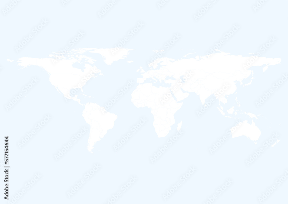 Vector world map - with Alice Blue color borders on background in Alice Blue color. Download now in eps format vector or jpg image.
