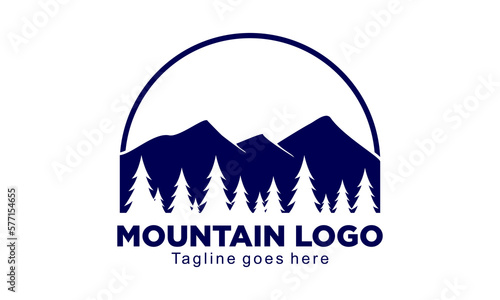 Mountains and spruce forest logo design