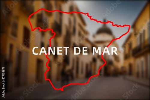 Canet de Mar: Der Name der spanischen Stadt Canet de Mar in der Region Catalonia vor einem Hintergrundbild photo