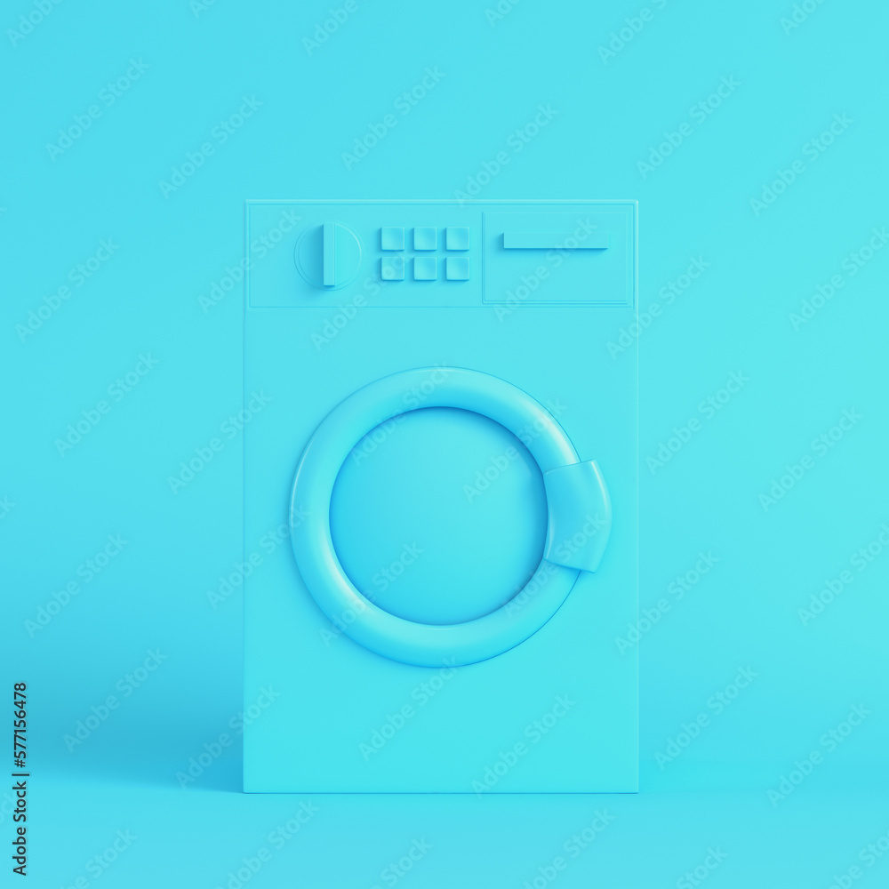 Washing mashine on bright blue background in pastel colors Washing mashine on bright blue background in pastel colors