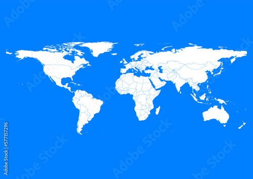 Vector world map - with Azure color borders on background in Azure color. Download now in eps format vector or jpg image.