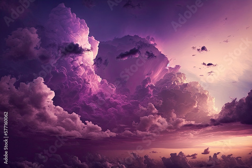 Incredible pink and purple clouds  created with AI generative technology