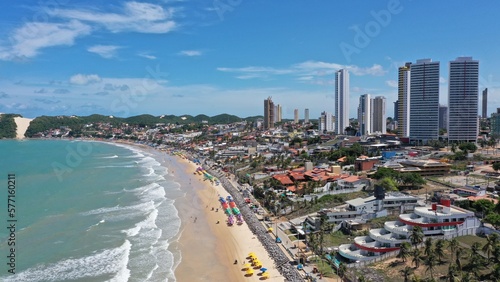 Wonderful aerial view of Ponta Negra beach in the heart of Natal city, Rio Grande do Norte, Brazil 