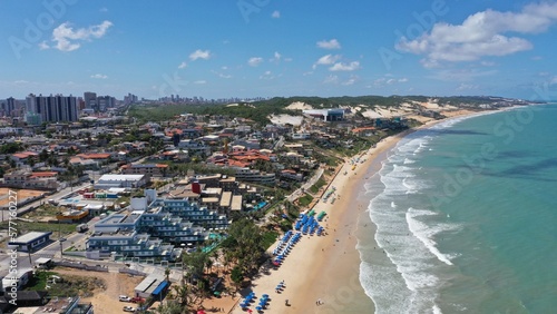 Wonderful aerial view of Ponta Negra beach in the heart of Natal city, Rio Grande do Norte, Brazil 