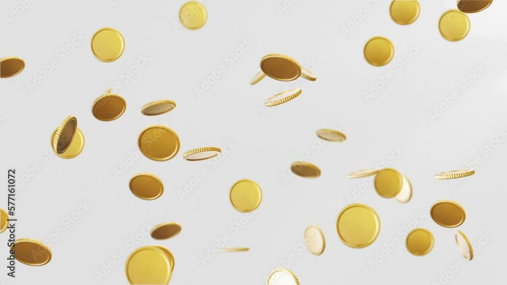 Loop video. Slow motion. Gold coins falling down. Concept: coin, 3d, money, background, winner, business, gold, finance, casino, metal, investment, bank, financial, commercial. Seamless loop 4k video. Loop video. Slow motion. Gold coins falling down. Concept: coin, 3d, money, background, winner, business, gold, finance, casino, metal, investment, bank, financial, commercial. Seamless loop 4k video.