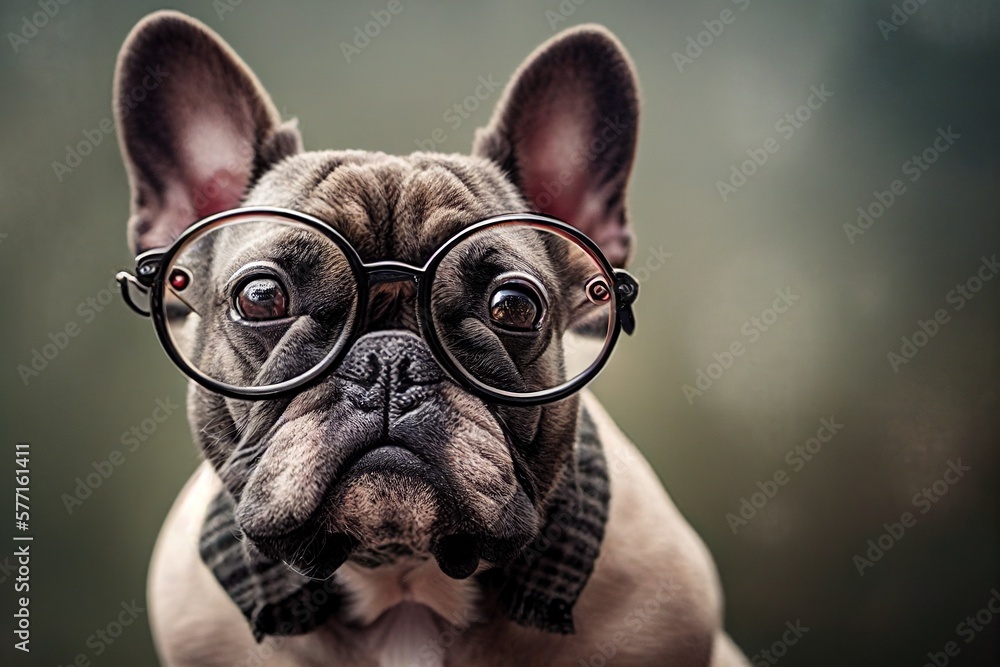french bulldog with glasses portrait