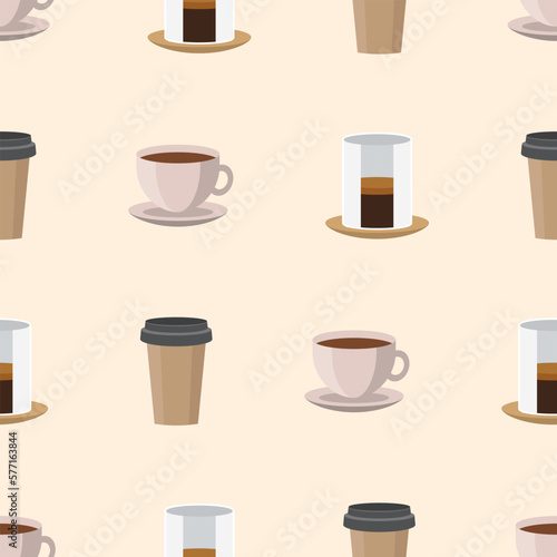 Making coffee seamless pattern coffee cold brew espresso ristretto takeaway eco pack paper cup