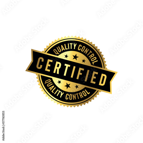 Certified Quality Control Golden Stamp Seal Vector Template