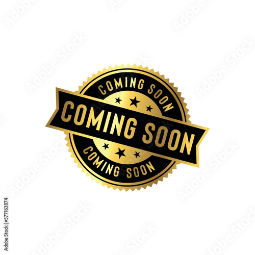 Coming Soon Golden Stamp Seal Vector Template