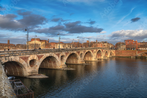 View of Pont Neuf (New Bridge) in Toulouse, France