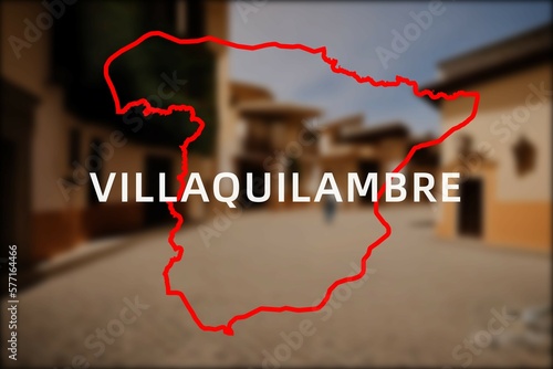 Villaquilambre: Der Name der spanischen Stadt Villaquilambre in der Region Castille-Leon vor einem Hintergrundbild photo