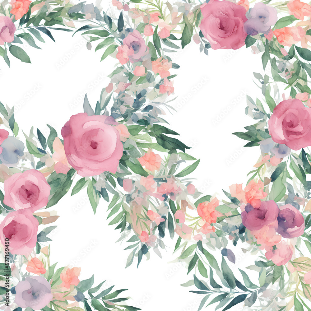 background of painted watercolor flowers. generative AI