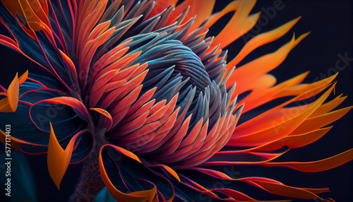 A close-up image of a vibrant flower or other exotic plant generated by AI