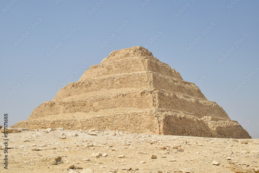the pyramid of djoser on saqqara egypt at sunny day