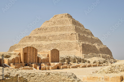 the pyramid view of djoser on saqqara egypt at sunny day