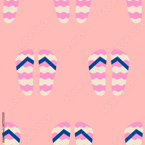 Trendy flip flops seamless pattern for summer sea vacation background summer shoes sandals beach footwear