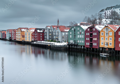 Trondheim in Norway - old buildings of Bryggerekka and Nidelva photo