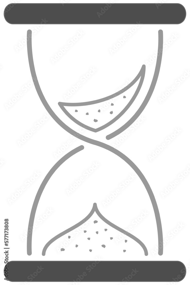Hourglass icon in black and gray color symbolically