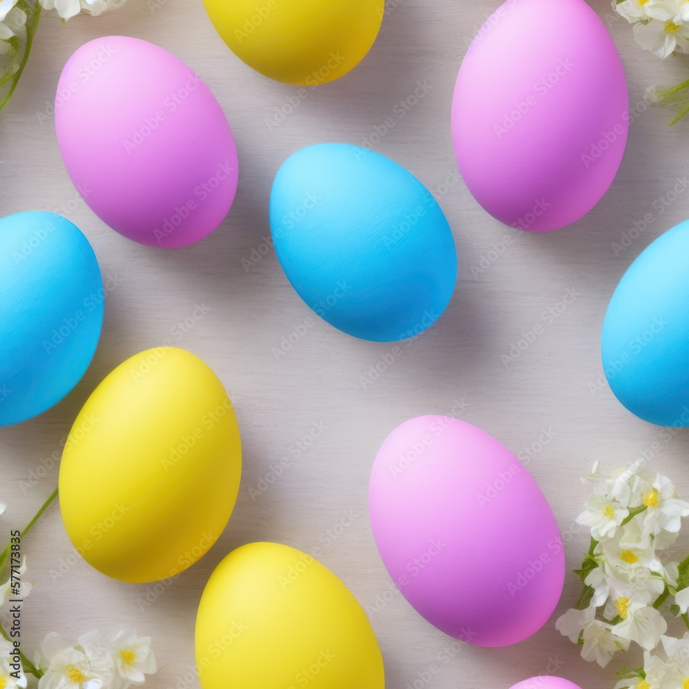 Easter eggs background in pale colors, generative ai Easter eggs background in pale colors, generative ai