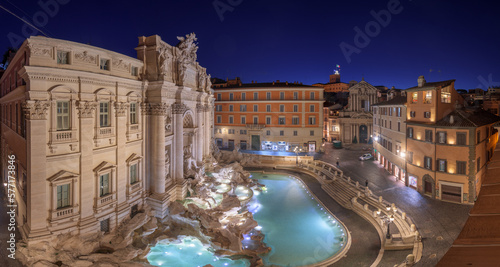 Rome, Italy Overlooking Trevi Fountain at Twilight