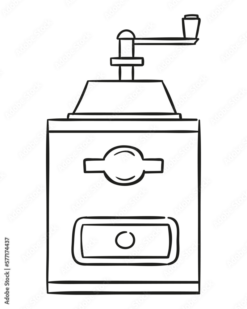 Coffee grinder. Hand drawn vector illustration Coffee grinder. Hand drawn vector illustration